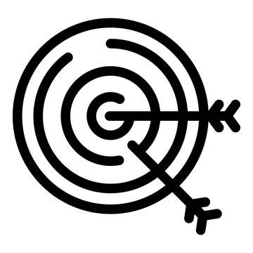 Two arrows hitting target symbolising success and achievement Stock Illustration