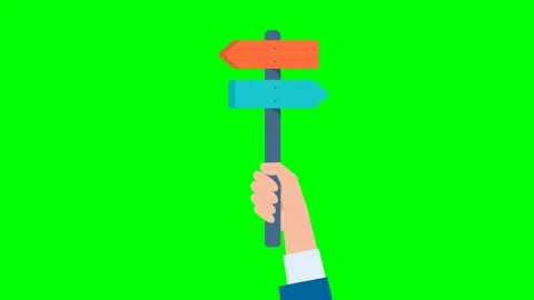 Two arrows. The man's hand holds an arrow pointing in the direction of movement Stock Footage 282013378