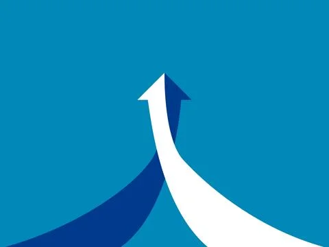 Two arrows of merger. Business with the same goal Illustrazione stock