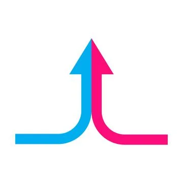 Two arrows merging icon vector  collaboration, partnership, alliance, joining Stock Illustration