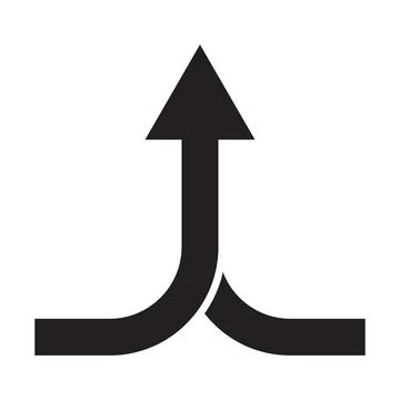 Two arrows merging icon vector collaboration, partnership, alliance, joining Stock Illustration