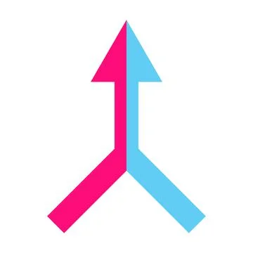 Two arrows merging icon vector collaboration, partnership, alliance, joining Stock Illustration