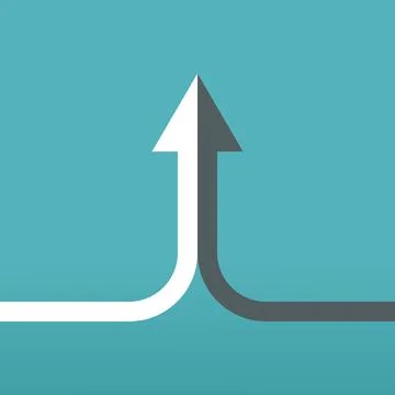 Two arrows merging icon vector  collaboration, partnership, alliance, joining Stock Illustration