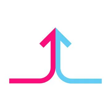 Two arrows merging icon vector  collaboration, partnership, alliance, joining Stock Illustration