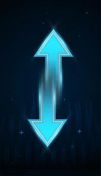 Two arrows pointing up and down in different ways, transfer arrows blue wit.. Stock Illustration