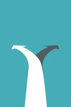 Two arrows pointing in different directions business choice the way concept f Stock Illustration