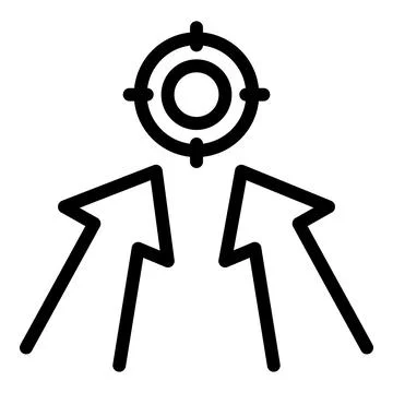 Two arrows pointing inward with target icon Stock Illustration