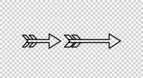 Two arrows pointing to the right with a striped pattern on the left side is.. Foto stock
