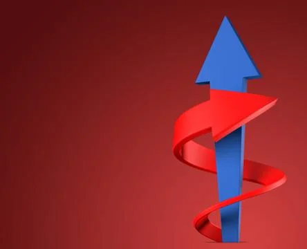 Two arrows on red background Stock-Illustration