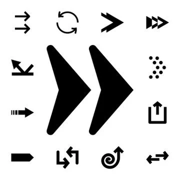 Two arrows to the right flat vector icon in arrows pack Stock Illustration