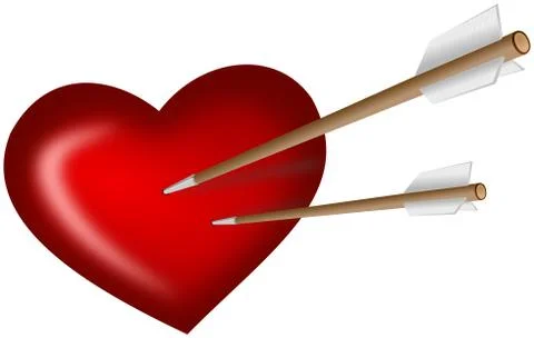 Two arrows stabbed into heart Illustrazione stock