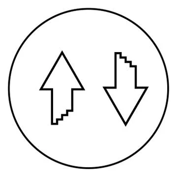 Two arrows with sumulation 3d effect for upload and download icon black color Stock Illustration