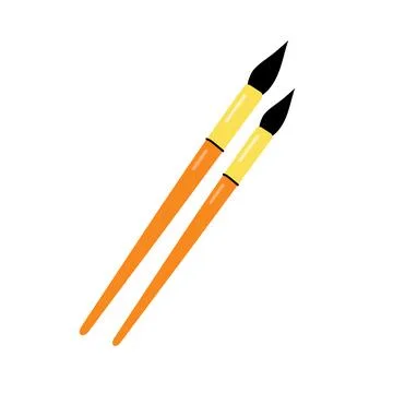 Two artistic paint brushes for drawing isolated on white background Stock Illustration