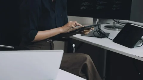 Two asian team working development of programming and encryption technology.. Stock Footage 310865523