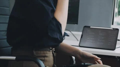 Two asian team working development of programming and encryption technology.. Stock Footage 310865526