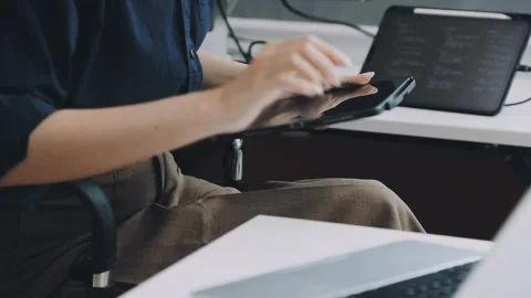 Two asian team working development of programming and encryption technology.. Stock Footage 310865527