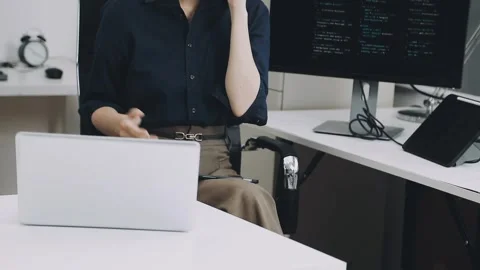 Two asian team working development of programming and encryption technology.. Stock Footage 310865529