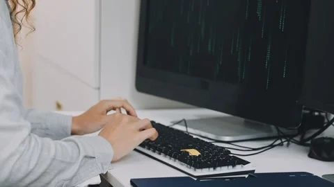 Two asian team working development of programming and encryption technology.. Stock Footage 310865579