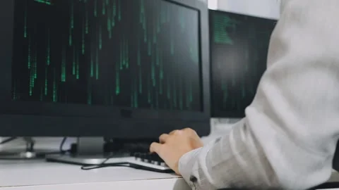 Two asian team working development of programming and encryption technology.. Stock Footage 310865587