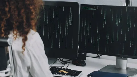 Two asian team working development of programming and encryption technology.. Stock Footage 310865601