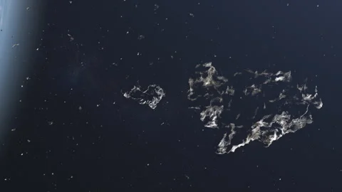 Two asteroid rocks collide near Earth's atmosphere Stock Footage 276870224