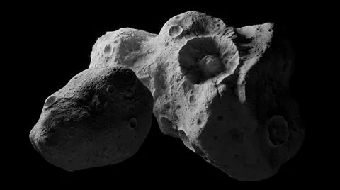 Two asteroids on black background Stock Illustration