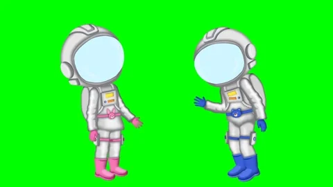 Two astronauts conducting experiments on Moon/Mars on green screen. Stock Footage 295535655