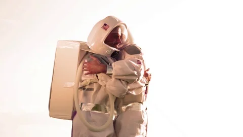 Two Astronauts Hugging Stock Footage 110701845
