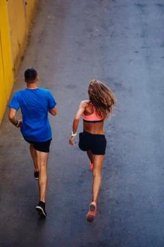 Two athletes jogging Stock Photos