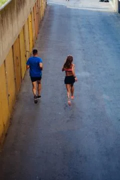 Two athletes jogging Foto stock