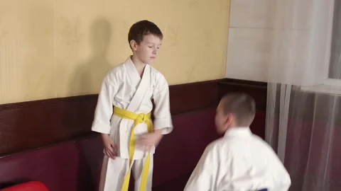 Two athletes practice dodging a punch Stock Footage 269125850