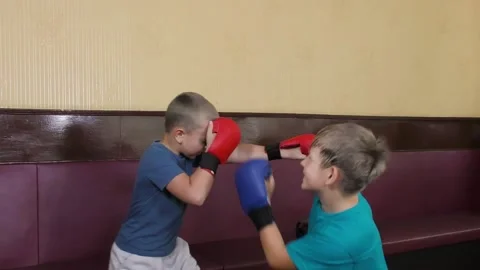 Two athletes practice punches and defense techniques Stock Footage 157141245