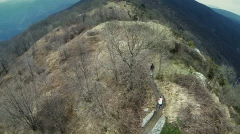 Two athletes running on top of the mountain Stock Footage 59794507