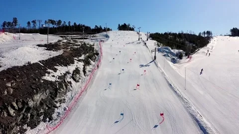 Two athletes on the ski track in the mountains Stock Footage 239103297