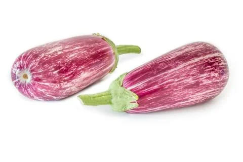 Two aubergines on white Stock-Fotos