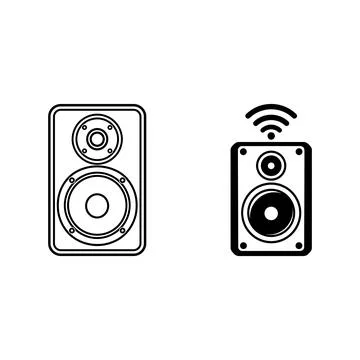 Two audio speaker icons with wireless signal symbol Stock Illustration