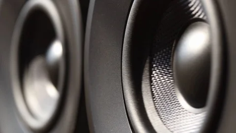 Two audio speaker vibrating from sound Vídeo Stock 108447773