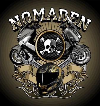 Two automatic scooters and a cool helm Stock Illustration