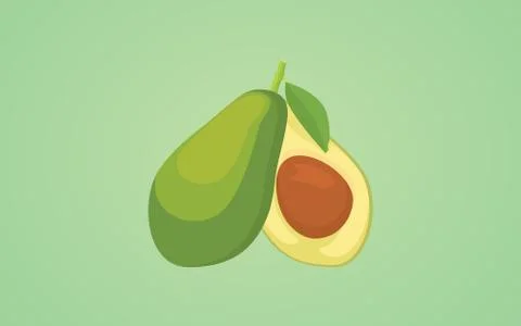 Two avocado sliced single object isolated with green background vector graphic 스톡 일러스트