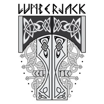 Two axes in Celtic style. Stock Illustration