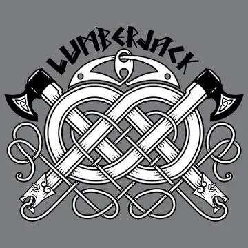 Two axes in Celtic style. Stock Illustration