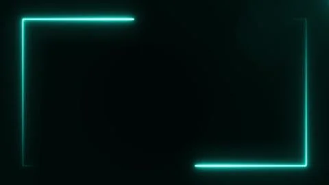 Two azure neon lighting lines on black background which constitute rectangle 스톡 일러스트