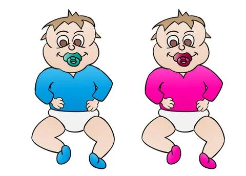 Two babies Stock Illustration