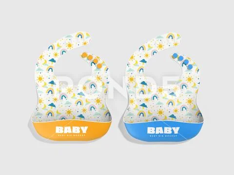 Two Baby Bib 3D Mockup PSD Template