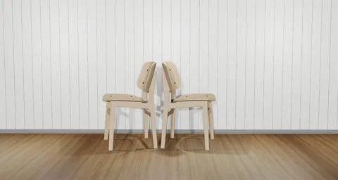 Two back-facing chairs collide. Interior of the residence Warm scenes with wo Stock Illustration