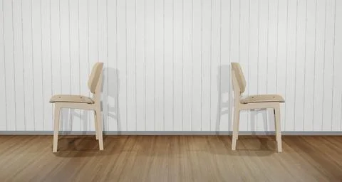 Two back-facing chairs collide. Interior of the residence Warm scenes with wo Stock Illustration