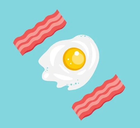 Two Bacon with an Egg on Sky Blue Background Stock Illustration