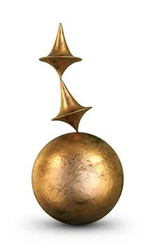 Two balancing spinning tops on a ball Stock Illustration