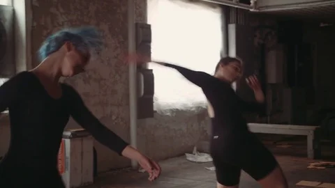 Two Ballerinas Dance Around Each Other Stock Footage 81631795