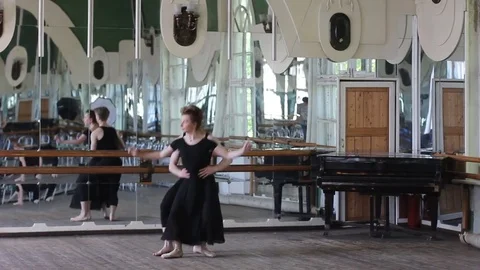 Two ballet dancers do element in pair Stock Footage 76652494